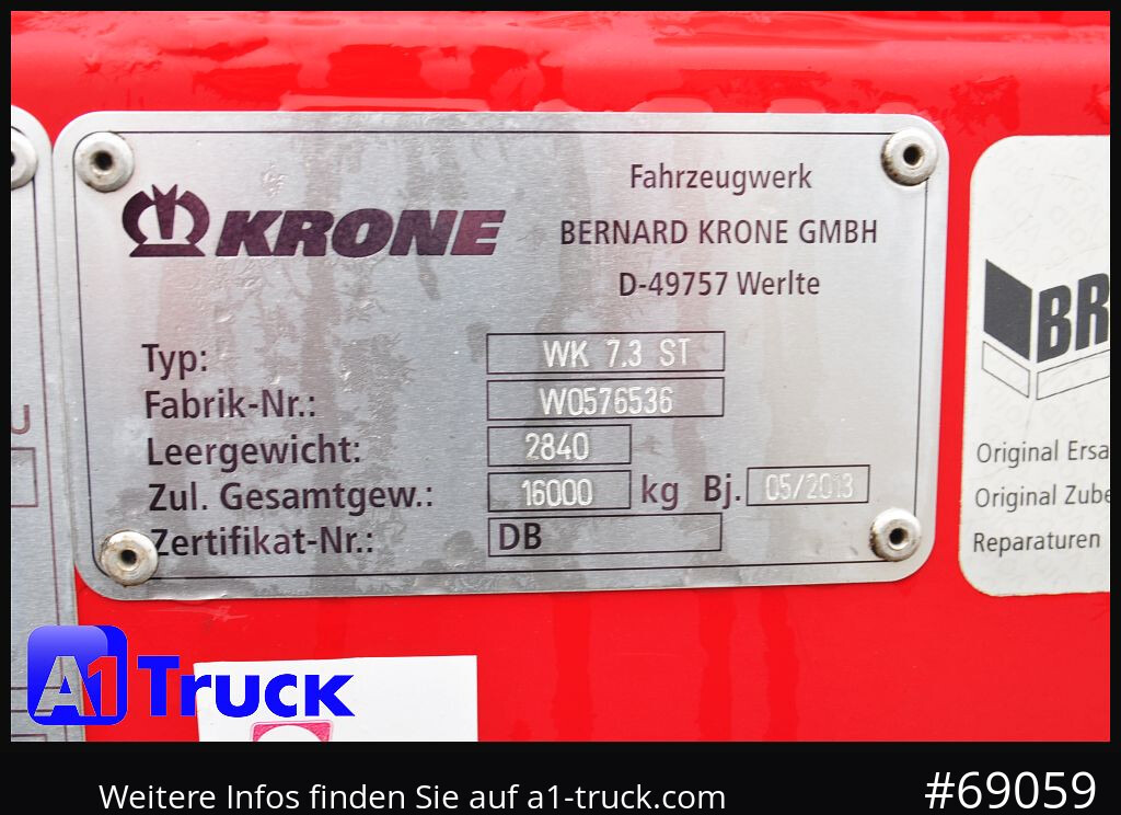 Carroçaria para furgões KRONE BDF 7,45 Wechselbrücke  Koffer, Zurrösen in den Seitenwänden
