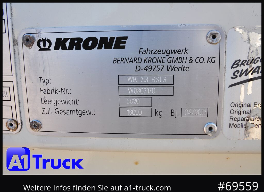 Carroçaria para furgões KRONE WB BDF 7,45 Koffer,  2750mm innen, 10 x vorhanden