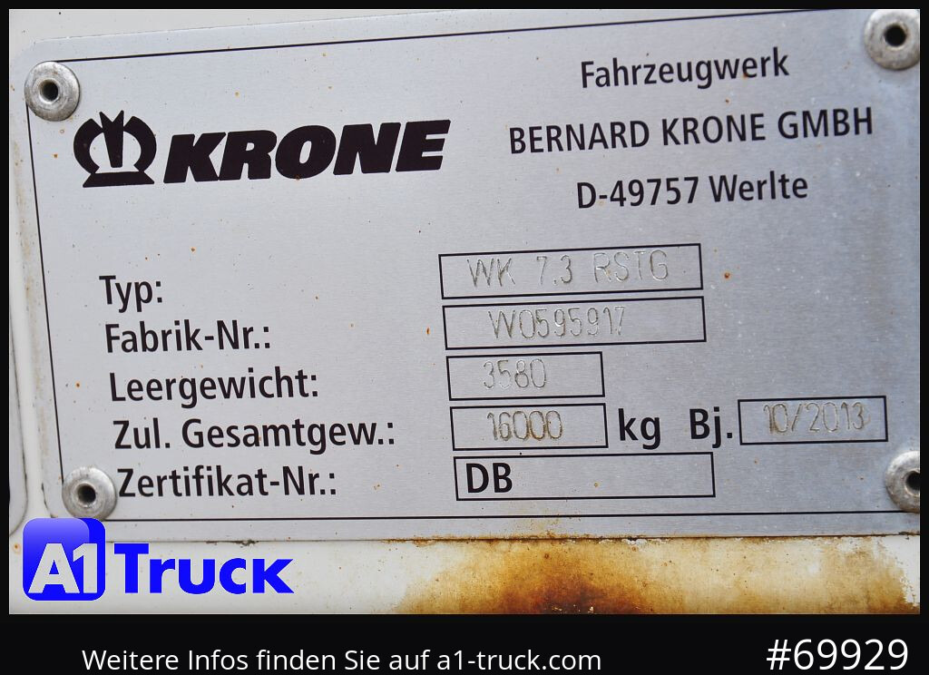 Carroçaria para furgões KRONE WB BDF 7,45 Koffer,  2750mm innen, 20 x vorhanden