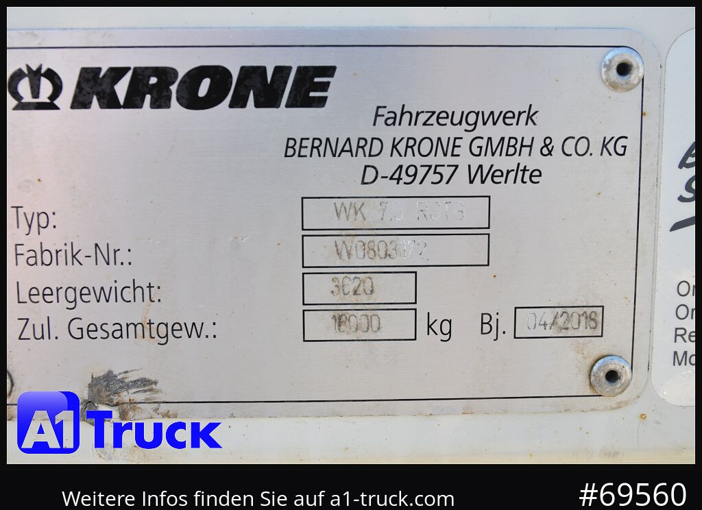 Carroçaria para furgões KRONE WB BDF 7,45 Koffer,  2750mm innen, 20 x vorhanden