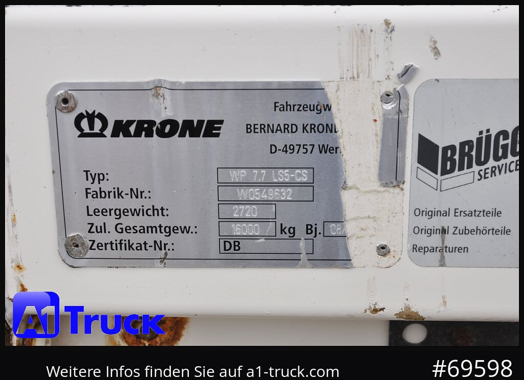 Toldo carroçaria KRONE Wechselbrücke 7,82 ,, 2650mm innen
