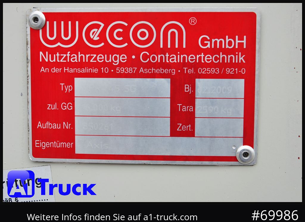 Toldo carroçaria WECON WPR 745, verzinkt, 2520  innen,