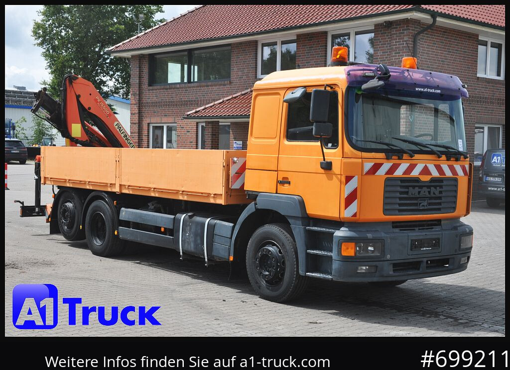 Camião de caixa aberta/ Plataforma MAN MAN F 2000 26.464 Intarder Kran PK 15.500 Funk,