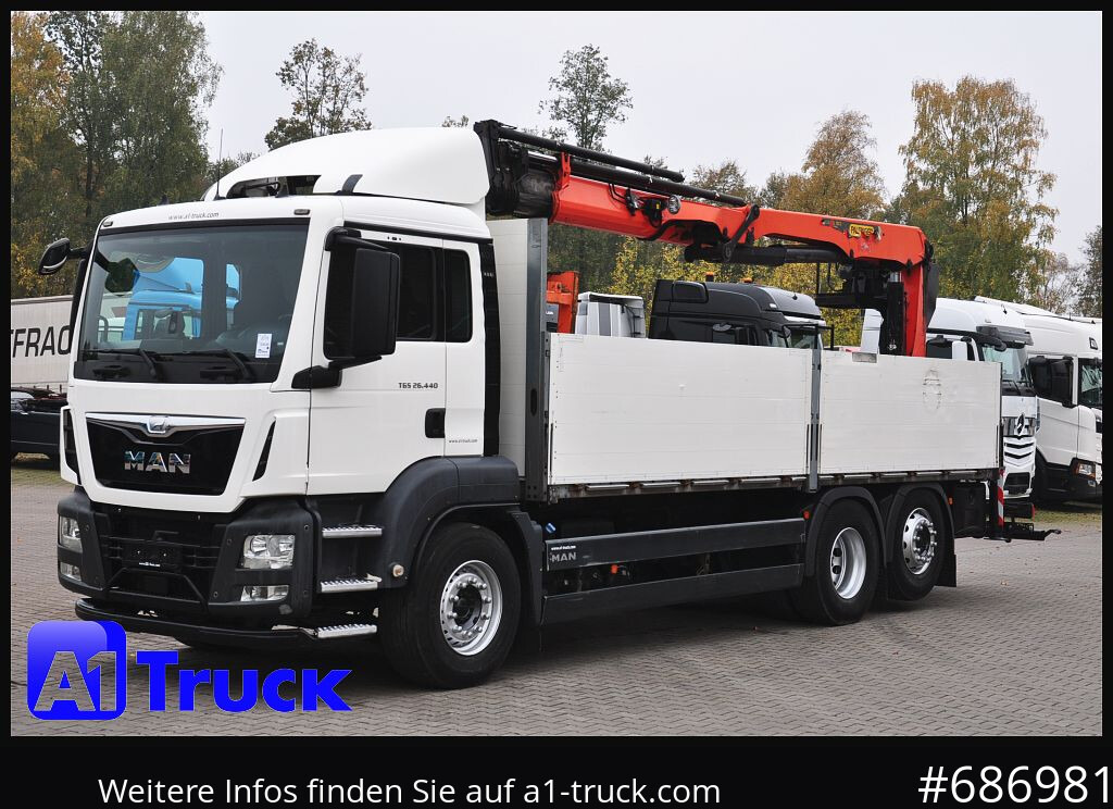 Camião de caixa aberta/ Plataforma MAN TGS 26.440,  Kran PK23.001L, 16m, Lenkachse