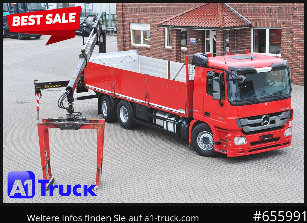 Camião de caixa aberta/ Plataforma MERCEDES-BENZ Actros 2546 MP 3, HIAB Kran, Lift-Lenkachse,