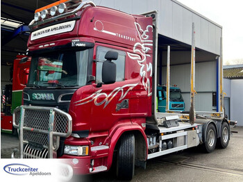 Scania R730 V8 6x4, Euro 6, Retarder, Craneframe, Bullbar, Topline. - camião de transporte de madeira