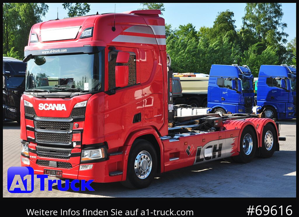 Camião polibenne SCANIA R500, Abrollkipper, HIAB, Lift-Lenkachse,