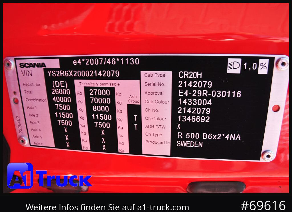 Camião polibenne SCANIA R500, Abrollkipper, HIAB, Lift-Lenkachse,