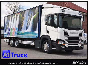 Camião transporte de bebidas SCANIA P 320 P 6x2,, Getränke, Lenkachse, LBW: Dhollandia DHLM 30