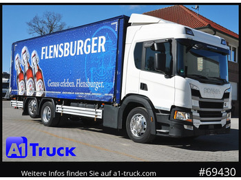 Camião transporte de bebidas SCANIA P 320 P 6x2,, Getränke, Lenkachse, LBW: Dhollandia DHLM 30