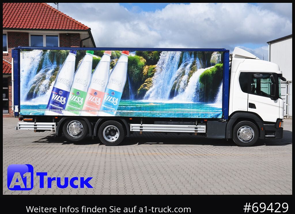 Camião transporte de bebidas SCANIA P 320 P 6x2,, Getränke, Lenkachse, LBW: Dhollandia DHLM 30