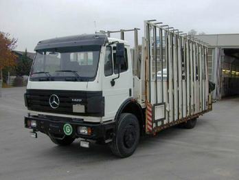 Camião de caixa aberta/ Plataforma Mercedes-Benz 1420 L Glastransporter mit Kran: foto 1