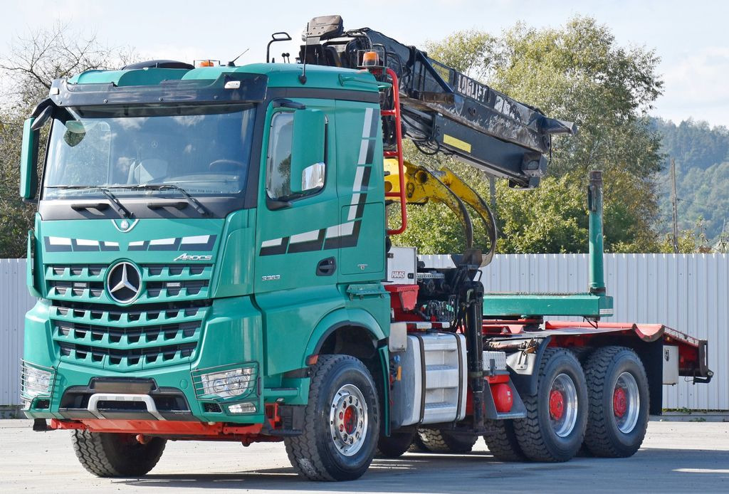 Camião de transporte de madeira, Camião grua Mercedes-Benz AROCS 3363 *HOLZTRANSPORTER * LOGLIFT 251S /6x4: foto 3