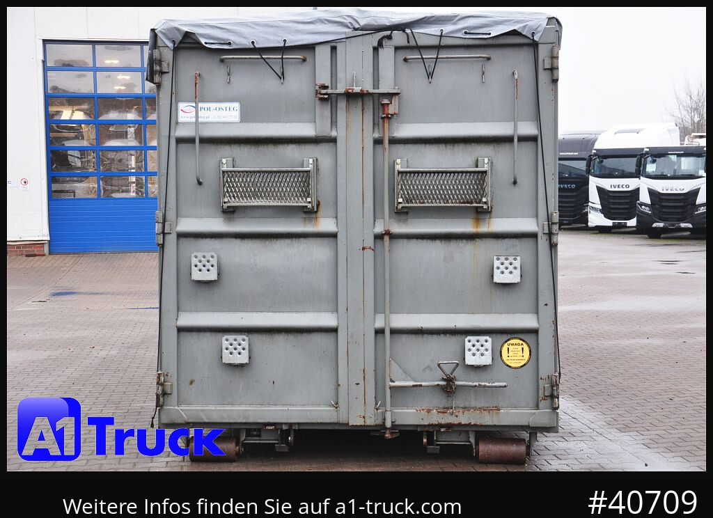 Camião POL OSTEG Abrollcontainer 47,5m³,  Mulde, Dachplane, Portaltür