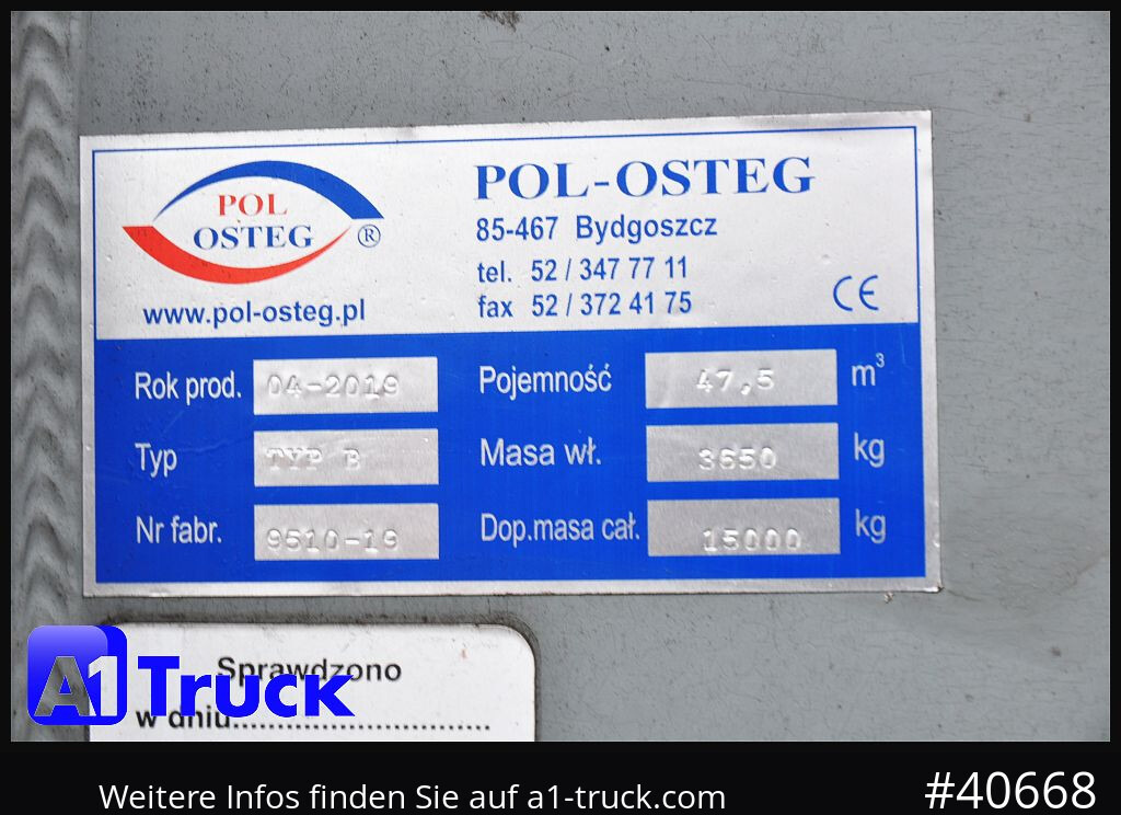 Camião POL OSTEG Abrollcontainer 47,5m³,  Mulde, Dachplane, Portaltür
