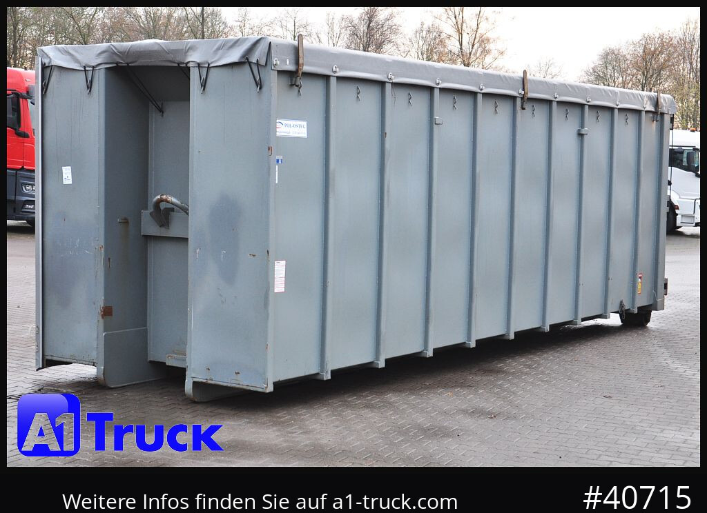 Camião POL OSTEG Abrollcontainer 47,m³, Mulde, 1 seitig Schiebeplane, Plane