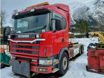 Camião polibenne Scania 144G 6x2 Hooklift truck with manual transmission.: foto 1