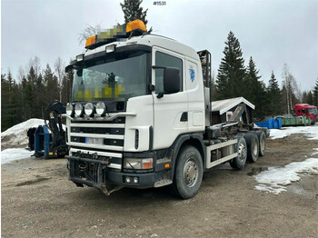 Camião polibenne Scania R144 460 Tridem Hook truck with truck bed: foto 1