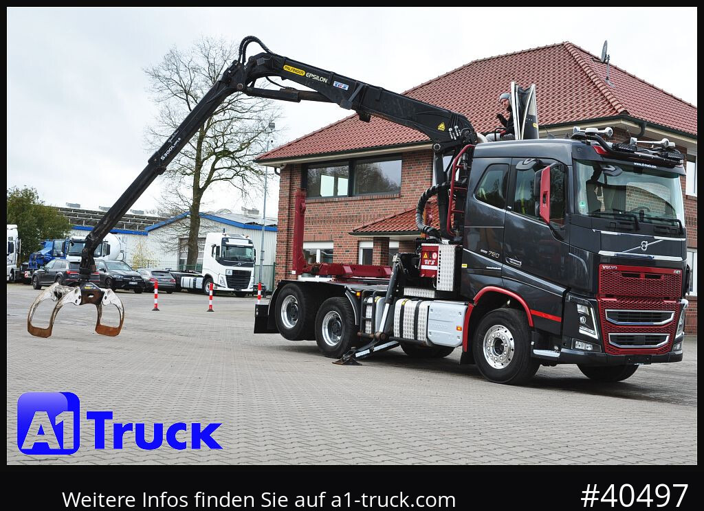 Camião VOLVO FH16 750, Langholz, Palfinger, Liftachse, 6x4,