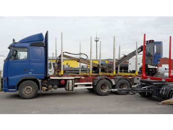 VOLVO FH 12 6x4 timber truck+ cran (full steel and manual) - Reboque florestal