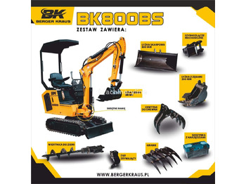 Berger Kraus Mini Excavator BK800BS torsion arm with FULL equipment - Mini escavadeira