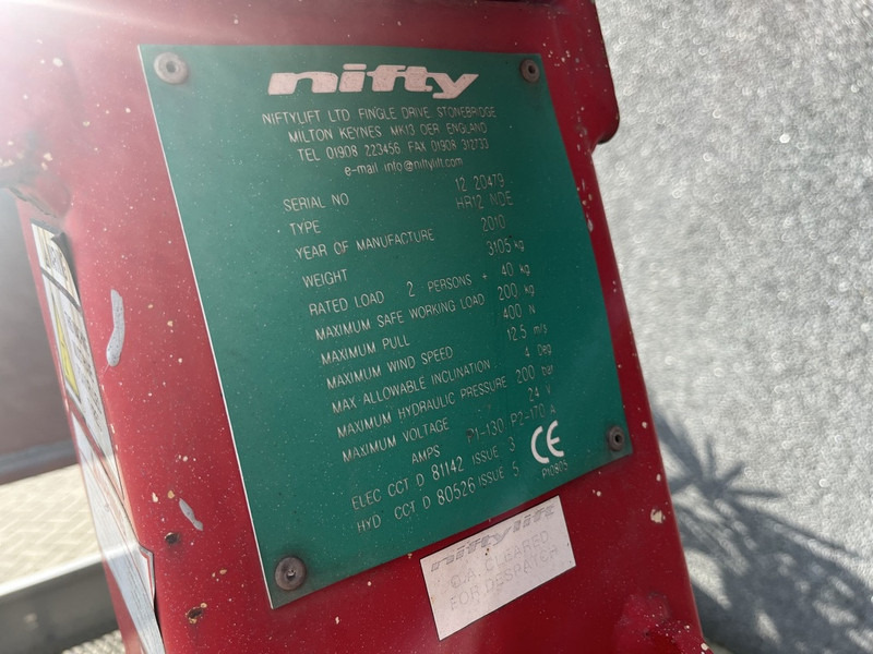 Plataforma articulada Niftylift HR12NDE BI ENERGY kubota accu/diesel 4x2: foto 9