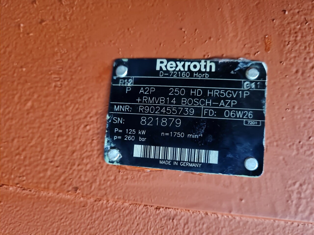 Bomba de óleo REXROTH A2P250HD HR5GV1P + RMVB14: foto 5
