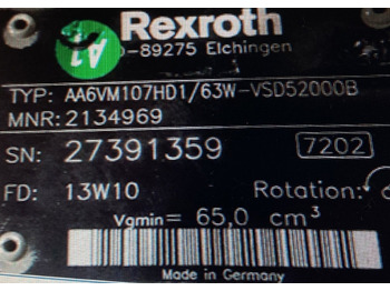 Motor hidráulico para Máquina de perfuração novo REXROTH A6VM107HD2/63W-VZB010F00B R902207840: foto 4