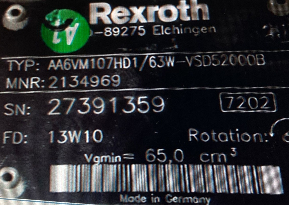 Motor hidráulico para Máquina de perfuração novo REXROTH A6VM107HD2/63W-VZB010F00B R902207840: foto 5