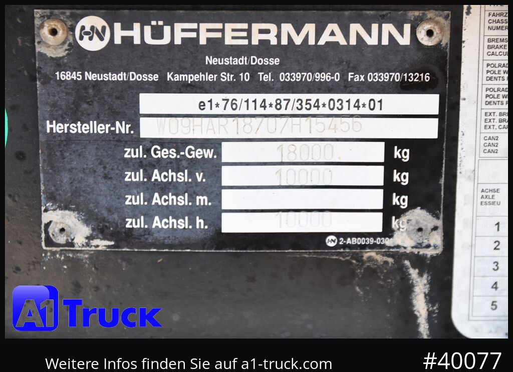 Reboque ampliroll/ Multibenne HUEFFERMANN HAR 1870, SAF, ABS, Duomatic