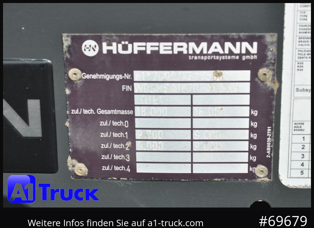 Reboque ampliroll/ Multibenne HUEFFERMANN HSA 1870 Luft, SAF, Scheibenbremse