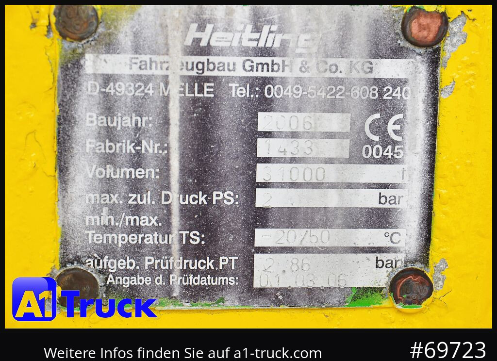 Reboque cisterna HEITLING Silo, Futtermittel, 31m³, 4 Kammern,