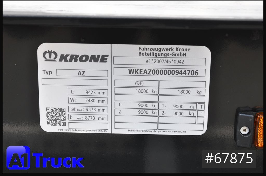 Reboque transportador de contêineres/ Caixa móvel KRONE AZW 18, Maxi, Jumbo, BDF 7,45, guter Zustand