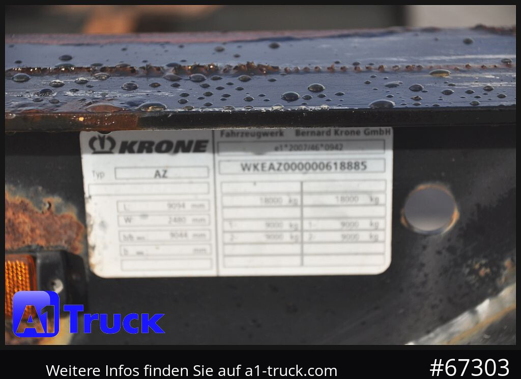 Reboque transportador de contêineres/ Caixa móvel KRONE AZW, BDF, 7,45, Standard, BPW
