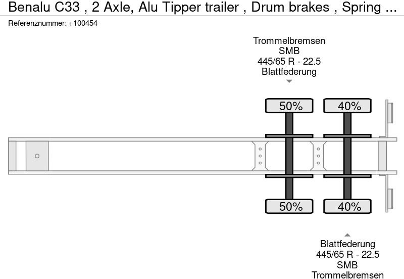 Semi-reboque basculante Benalu C33 , 2 Axle, Alu Tipper trailer , Drum brakes , Spring suspension: foto 13