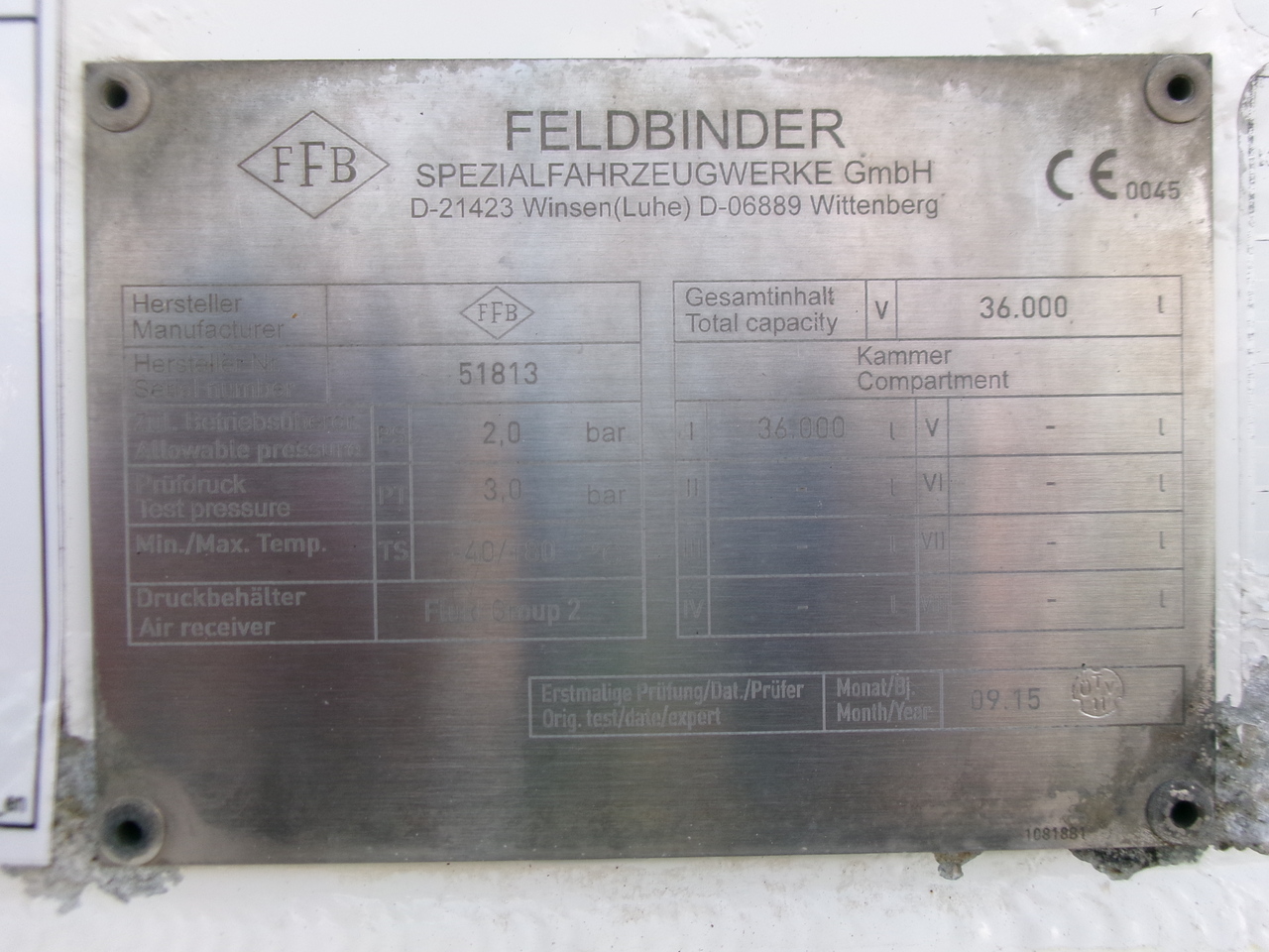 Semi-reboque cisterna para transporte de farinha Feldbinder Powder tank alu 36 m3 / 1 comp: foto 25