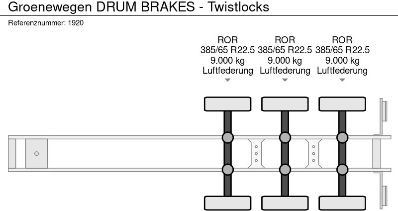 Semi-reboque plataforma/ Caixa aberta Groenewegen DRUM BRAKES - Twistlocks: foto 17