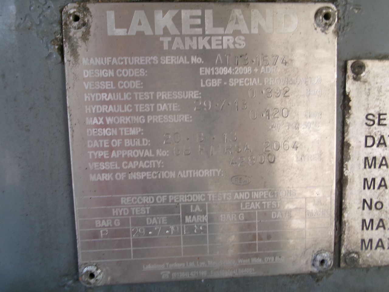 Locação financeira de Lakeland Tankers Fuel tank alu 42.8 m3 / 6 comp + pump Lakeland Tankers Fuel tank alu 42.8 m3 / 6 comp + pump: foto 31
