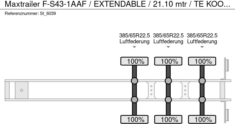 Semi-reboque plataforma/ Caixa aberta novo MAXTRAILER F-S43-1AAF / EXTENDABLE / 21.10 mtr / TE KOOP - TE HUUR: foto 19