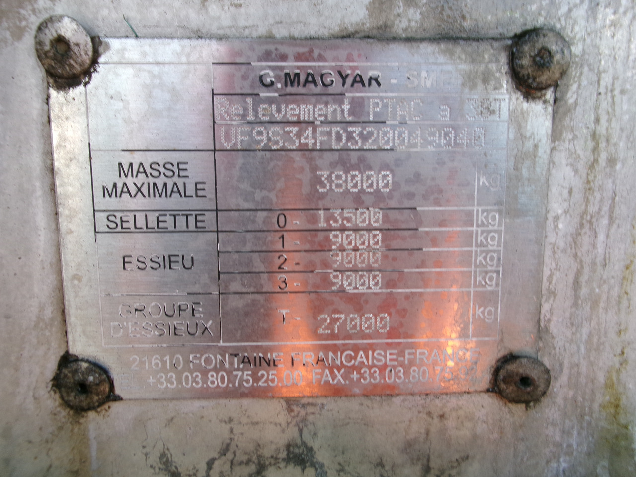 Locação financeira de Magyar Bitumen tank inox 29.5 m3 / 1 comp + pump / ADR 13/12/2023 Magyar Bitumen tank inox 29.5 m3 / 1 comp + pump / ADR 13/12/2023: foto 21