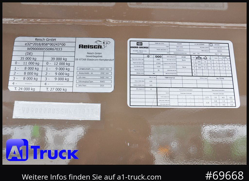 Semi-reboque basculante REISCH RHKS, Alu-Kippmulde 50m³, NEU Kombitüren, Alufelgen, Liftachse,