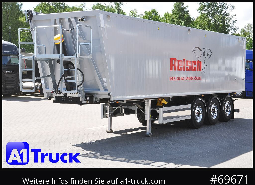 Semi-reboque basculante REISCH RHKS, Alu-Kippmulde 52m³, Kombitüren, Alufelgen, Liftachse,