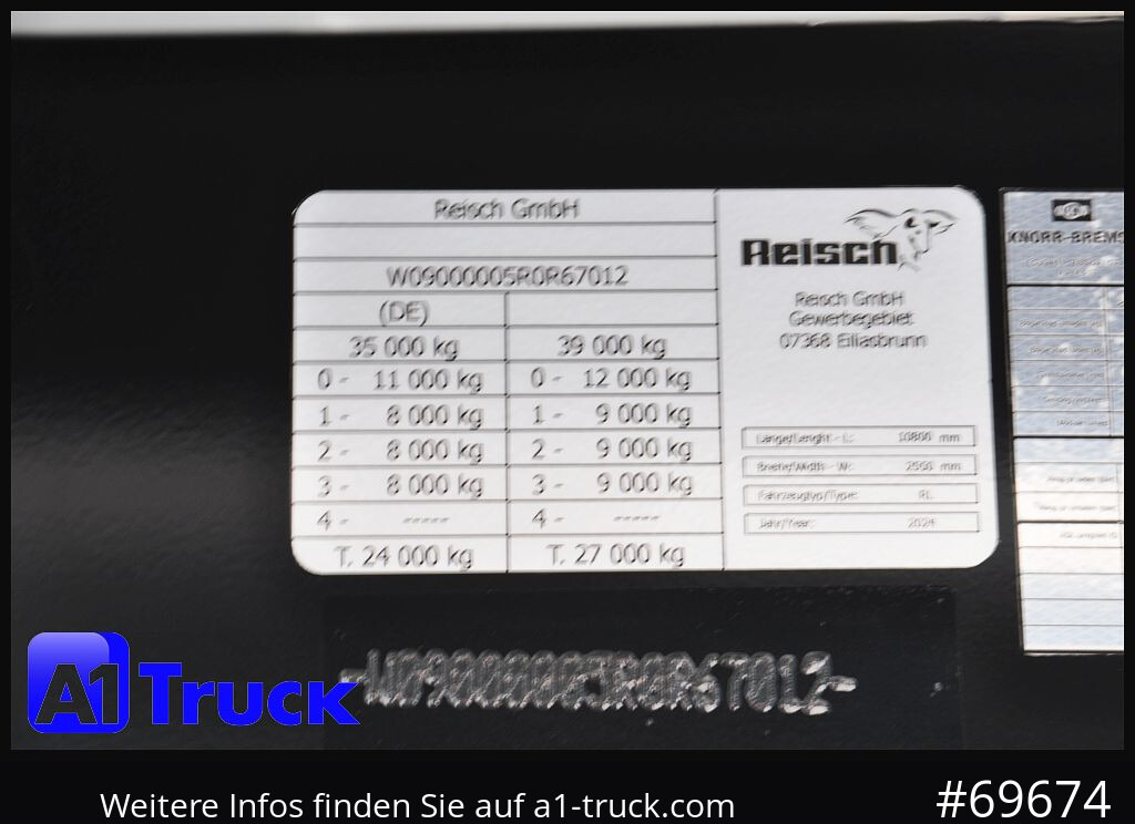 Semi-reboque basculante REISCH RHKS, Alu-Kippmulde 54m³, Kombitüren, Alufelgen, Liftachse,