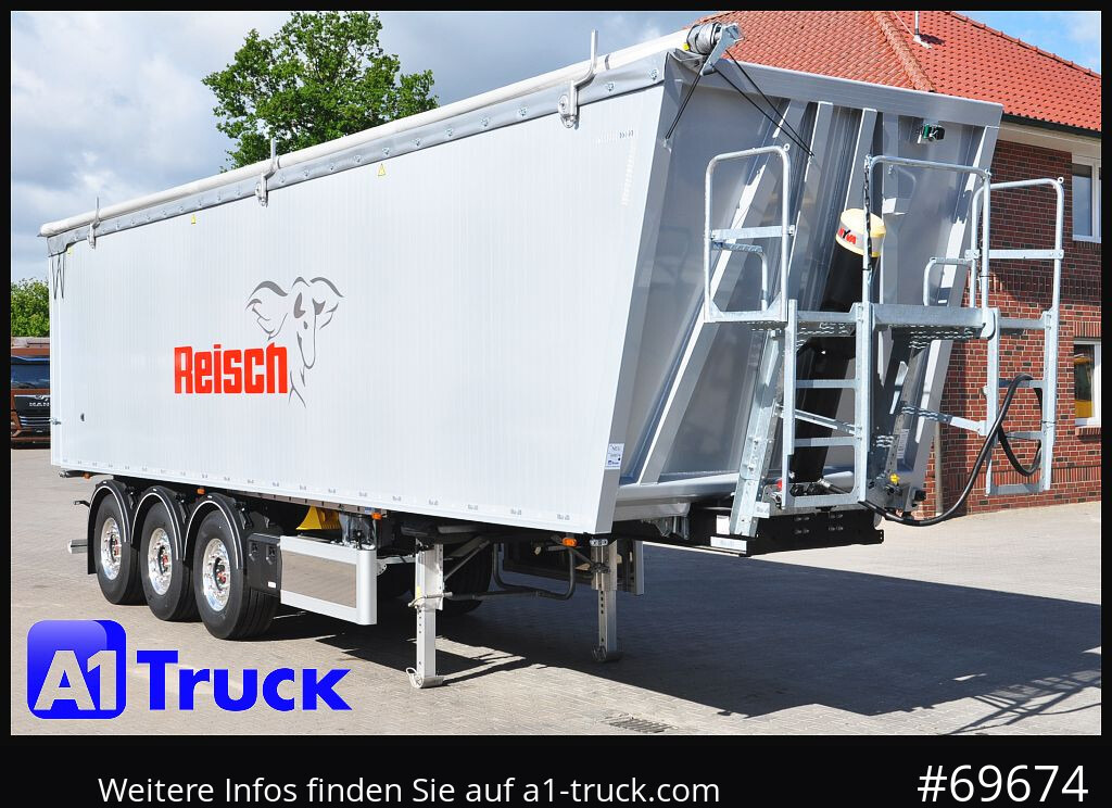 Semi-reboque basculante REISCH RHKS, Alu-Kippmulde 54m³, Kombitüren, Alufelgen, Liftachse,