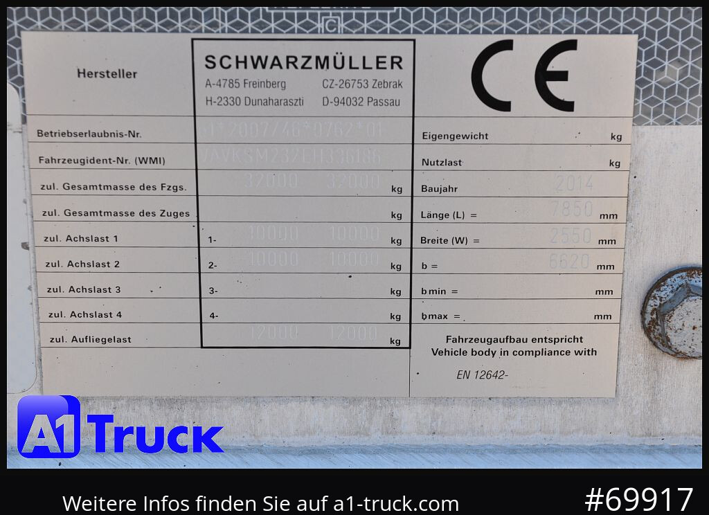 Semi-reboque basculante SCHWARZMUELLER Alu, Isoliert,Lift, 4450Kg.
