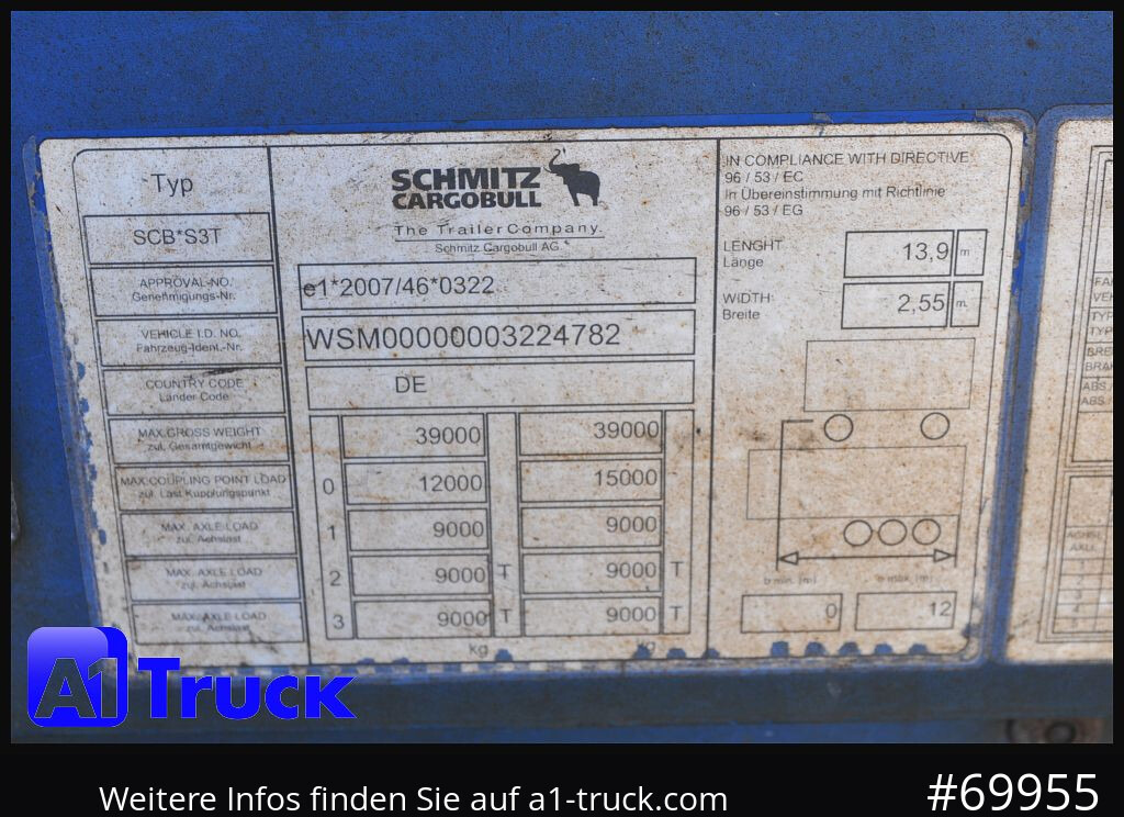 Semi-reboque de lona SCHMITZ SD Tautliner, Code XL, Bahn, verzinkt