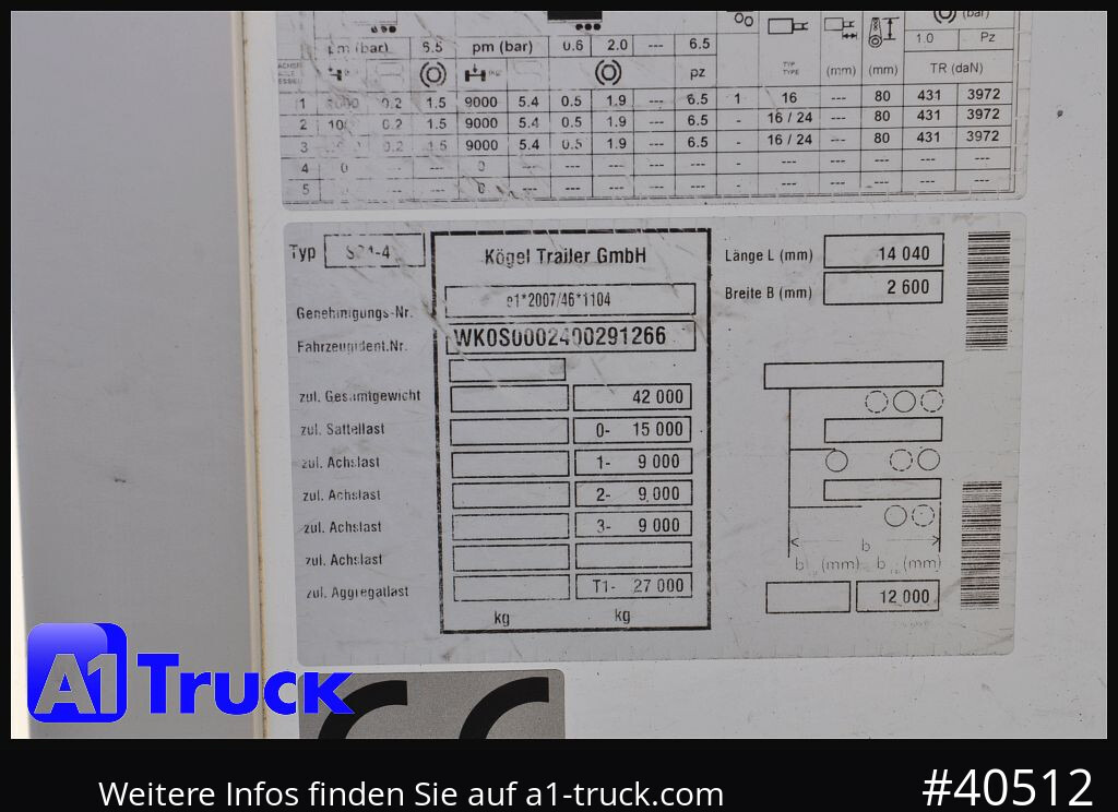 Semi-reboque frigorífico KOEGEL ThermoKing A400, Doppelstock, Blumenbreit