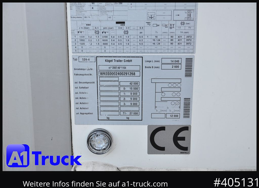 Semi-reboque frigorífico KOEGEL ThermoKing A400, Doppelstock, Blumenbreit