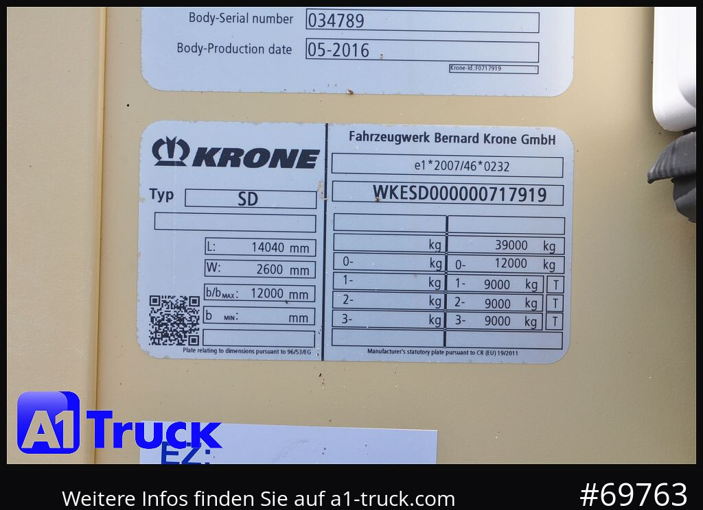 Semi-reboque frigorífico KRONE SDR 27 Carrier 1950 Mt., Lift, Multitemp.
