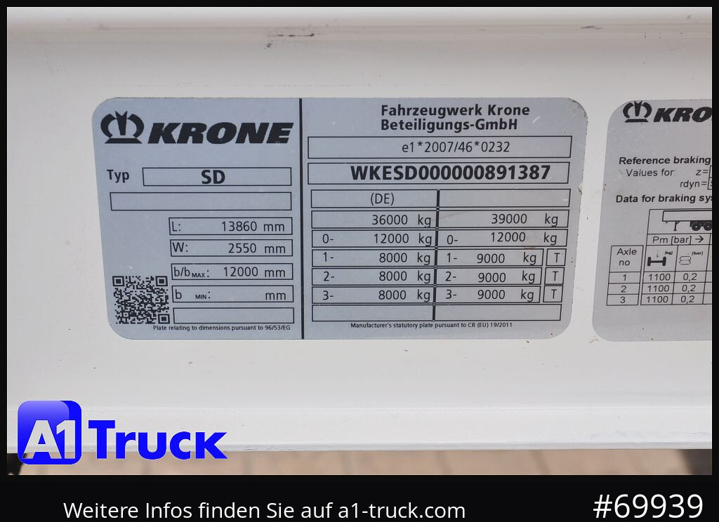 Semi-reboque furgão KRONE SDK 27, Koffer, 154.431km, Zurrösen, 1 Vorbesitzer
